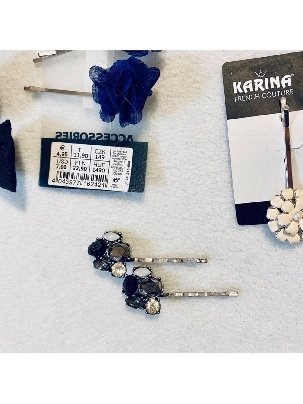 Hair Bobby Pins Rhinestones Bows Accessories NWT - Picture 6 of 8